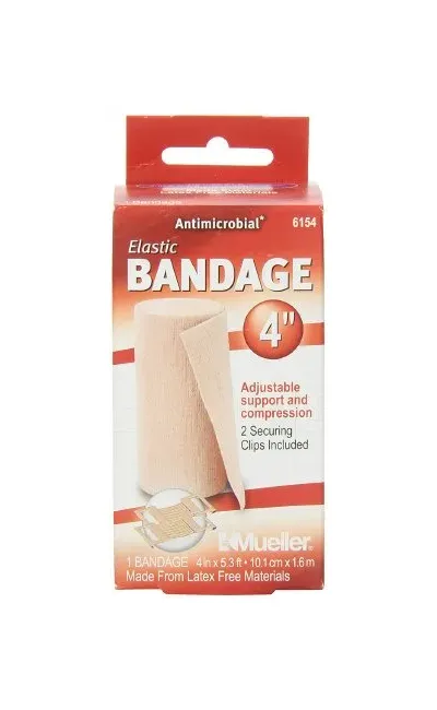 Mueller Sports Medicine - Mueller - 6154 - Elastic Bandage Mueller 4 Inch X 5.3 Foot Clip Detached Closure Beige NonSterile Standard Compression