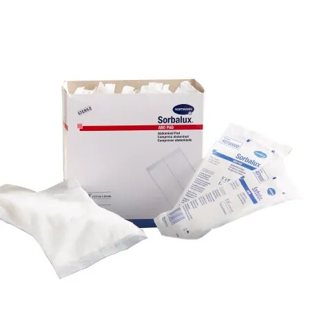 Hartmann - From: 48700000 To: 48720000  Sorbalux ABD Abdominal Pad Sorbalux ABD 5 X 9 Inch 1 per Pouch Sterile 1 Ply Rectangle