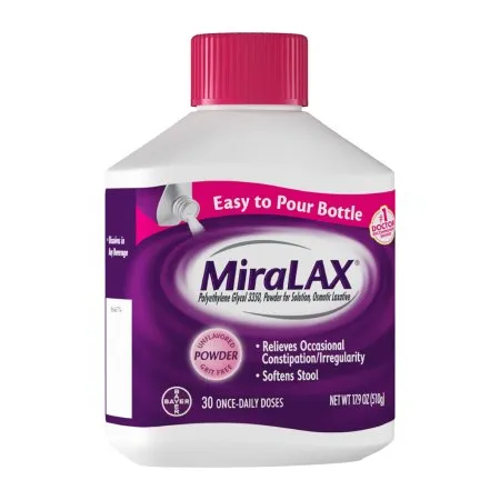Bayer - MiraLAX - 11523723404 - Laxative MiraLAX Powder 17.9 oz. 17 Gram Strength Polyethylene Glycol 3350