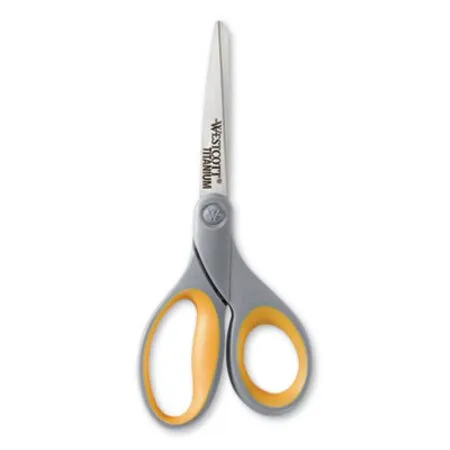 Westcott - ACM-13529 - Titanium Bonded Scissors, 8 Long, 3.5 Cut Length, Gray/yellow Straight Handle