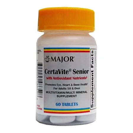 Major Pharmaceuticals - CertaVite Senior - 00904548652 - Multivitamin Supplement CertaVite Senior Vitamin A / Ascorbic Acid / Calcium 2500 IU - 220 mg - 60 mg Strength Tablet 60 per bottle
