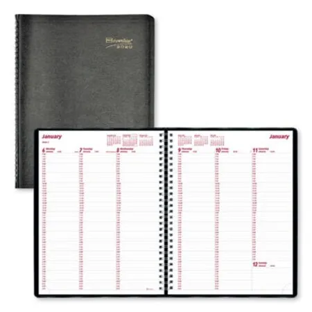 Brownline - RED-CB950BLK - Essential Collection Weekly Appointment Book In Columnar Format, 11 X 8.5, Black Cover, 12-month (jan To Dec): 2024