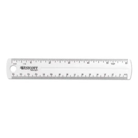 Westcott - ACM-45016 - Transparent Shatter-resistant Plastic Ruler, Standard/metric, 6 Long, Clear