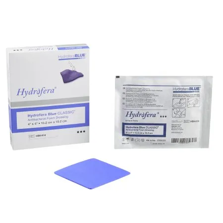 Hydrofera - HB4414 - BLUE Classic Antibacterial Foam Dressing BLUE Classic 4 X 4 Inch Without Border Without Film Backing Nonadhesive Square Sterile