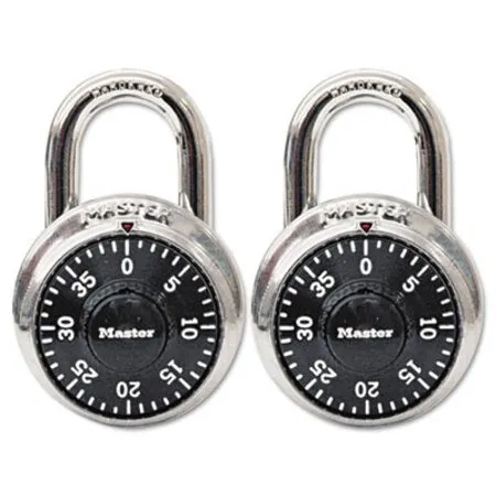 Master Lock - MLK-1500T - Combination Lock, Stainless Steel, 1.87 Wide, Silver/black, 2/pack