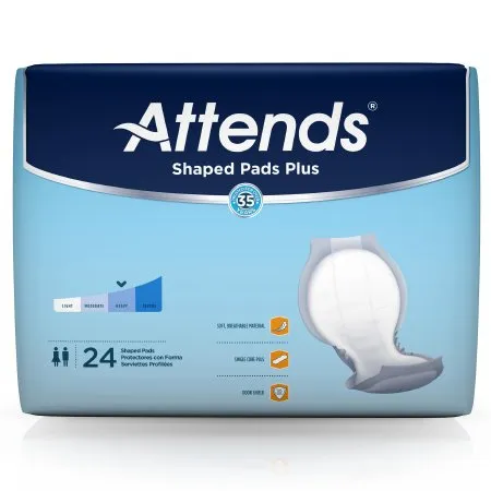 Attends Healthcare Products - SPDP - Attends Shaped Pads Plus Bladder Control Pad Attends Shaped Pads Plus 13 X 24 1/2 Inch Heavy Absorbency Polymer Core One Size Fits Most