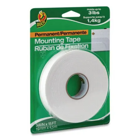 Duck - DUC-HU156 - Double-stick Foam Mounting Tape, Permanent, Holds Up To 2 Lbs, 0.75 X 15 Ft, White