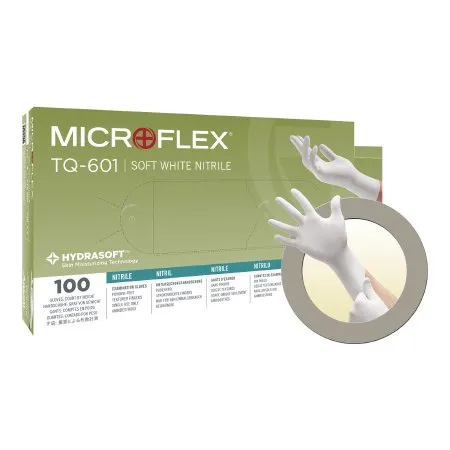 Microflex Medical - TQ-601-S - Soft White Nitrile  Exam Glove Soft White Nitrile Small NonSterile Nitrile Standard Cuff Length Textured Fingertips White Not Rated