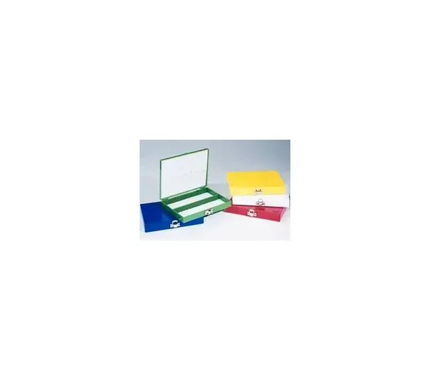 Fisher Scientific - Fisherbrand - 034482 - Fisherbrand Slide Storage Box Hold 3 X 1 Inch Slide, Green, Abs Plastic, Hinged Lid, Hold 100 Slide