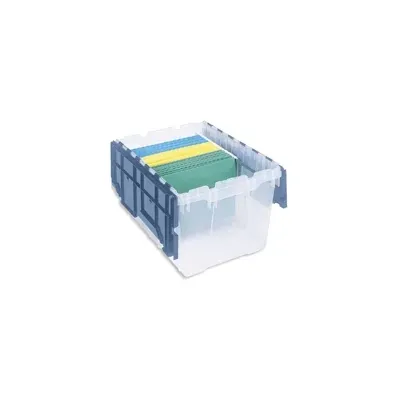 Akro-Mils - Keepbox - 66486fileb - Attached Lid Container Keepbox Clear / Blue Plastic 12-1/2 X 15-1/4 X 21-1/2 Inch