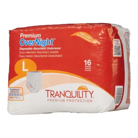 PBE - Principle Business Enterprises - Tranquility Premium OverNight - 2116 - Principle Business Enterprises  Unisex Adult Absorbent Underwear  Pull On with Tear Away Seams Large Disposable Heavy Absorbency