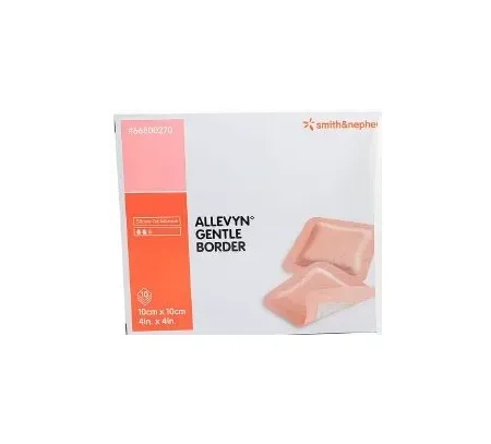 Smith & Nephew - Allevyn Gentle Border - 66800270 -  Foam Dressing  4 X 4 Inch With Border Film Backing Silicone Gel Adhesive Square Sterile