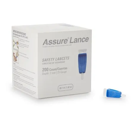 Arkray - Assure - 980225 - USA  Safety Lancet  25 Gauge Protective Safety Cap Push Button Activation Finger