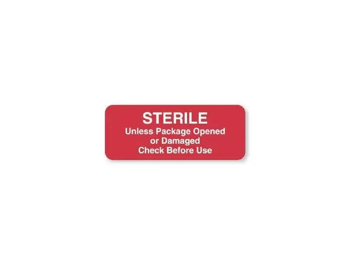 United Ad Label - ULCS731 - Pre-printed Label Advisory Label Red Paper Sterile Unless Package Opened Or Damaged Check Before Use White Safety And Instructional 7/8 X 2-1/4 Inch