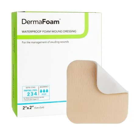 DermaRite Industries - DermaFoam - 00290E - Foam Dressing DermaFoam 2 X 2 Inch Without Border Waterproof Backing Nonadhesive Square Sterile