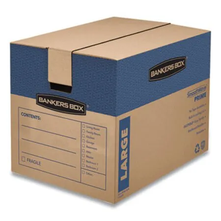 Bankers Box - FEL-0062901 - Smoothmove Prime Moving/storage Boxes, Hinged Lid, Regular Slotted Container (rsc), 18 X 24 X 18, Brown/blue, 6/carton