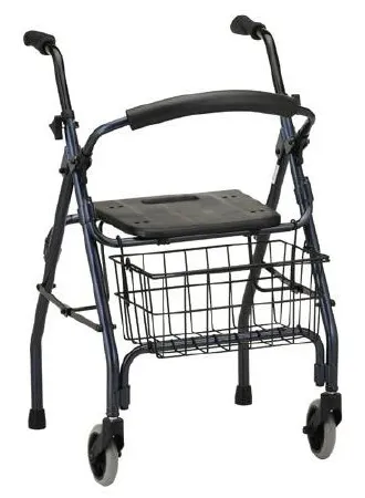 Nova Ortho-med - Cruiser II - 4201BL - Dual Release Folding Walker with Wheels and Seat Adjustable Height Cruiser II Aluminum Frame 250 lbs. Weight Capacity 31 to 35-1/4 Inch Height