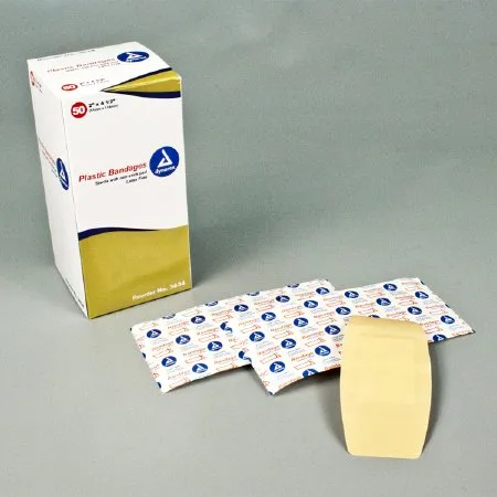 Dynarex - 3634 - Adhesive Strip 2 X 4 1/2 Inch Plastic Rectangle Tan Sterile