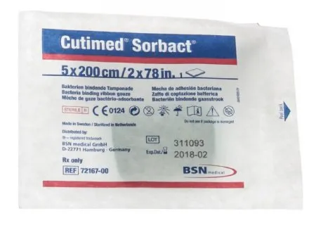 BSN Medical - Cutimed Sorbact - 7216705 - Antimicrobial Mesh Dressing Cutimed Sorbact 2 X 78-7/10 Inch Ribbon Sterile