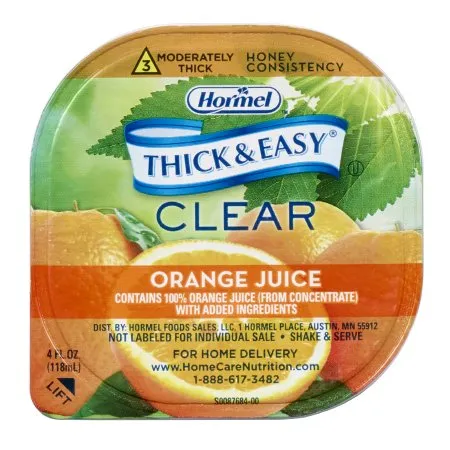Hormel Food - Thick & Easy - From: 32192 To: 39705 - s  Thickened Beverage  4 oz. Portion Cup Orange Flavor Liquid IDDSI Level 3 Moderately Thick/Liquidized