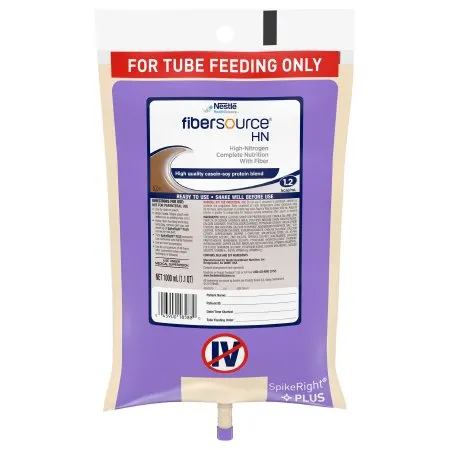 Nestle - Fibersource HN - 10043900185887 - Tube Feeding Formula Fibersource HN Unflavored Liquid 1000 mL Ready to Hang Prefilled Container