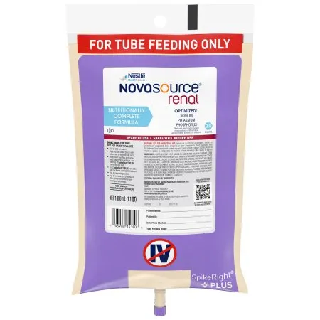 Nestle Healthcare Nutrition - Novasource Renal - 10043900351800 - Nestle  Tube Feeding Formula  Unflavored Liquid 1000 mL Ready to Hang Prefilled Container