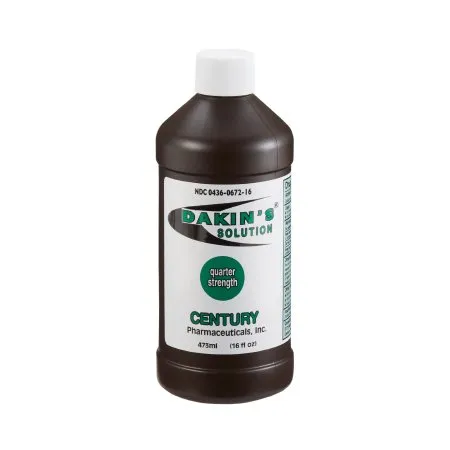 Century Pharmaceutical - Dakin's Solution Quarter Strength - 00436067216 - Wound Cleanser Dakin's Solution Quarter Strength 16 oz. Twist Cap Bottle NonSterile Antimicrobial