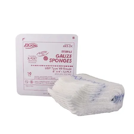 Dukal - 482-2X - Gauze Sponge 4 X 8 Inch 10 per Pack Sterile 12 Ply Rectangle