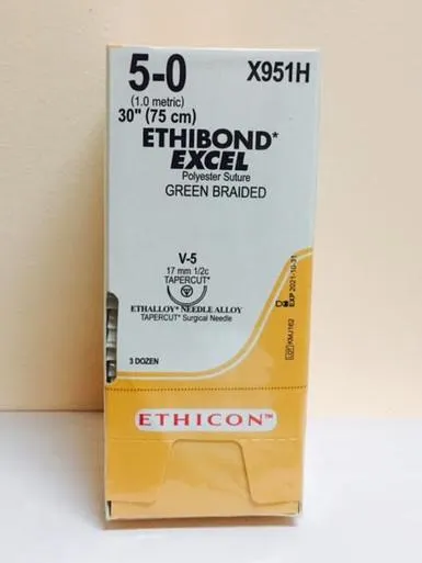 Ethicon Suture - X964H - ETHICON ETHIBOND EXCEL POLYESTER SUTURE TAPERCUT SIZE 20 30" GREEN BRAIDED NEEDLE V7 3DZ/BX
