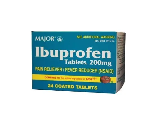 Major Pharmaceuticals - 700131 - Ibuprofen, 200mg, 24s, Compare to Advil, 144/cs, NDC# 00904-6747-24