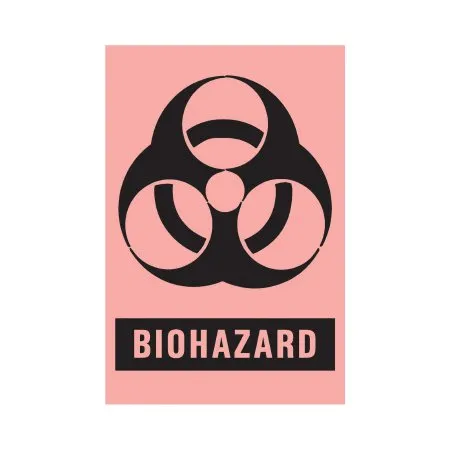 Precision Dynamics - Timemed - BH-405 - Pre-Printed Label Timemed Warning Label Fluorescent Red Paper Biohazard / Symbol Black Biohazard 2 X 3 Inch