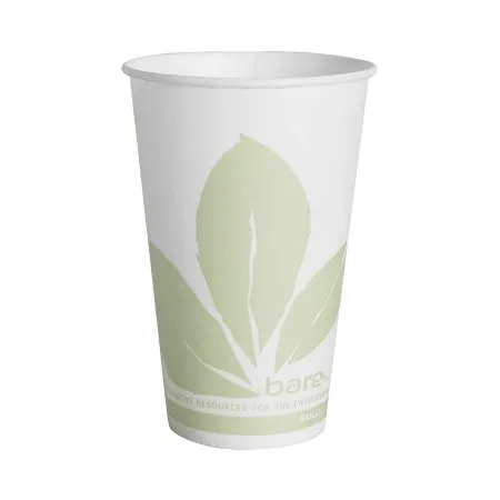 RJ Schinner Co - Bare Eco-Forward - R12BB-JD110 - Drinking Cup Bare Eco-Forward 12 oz. Leaf Print Wax Coated Paper Disposable