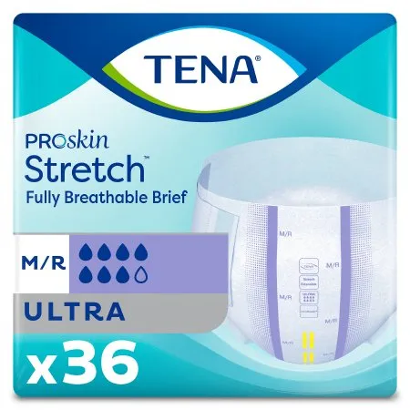 Essity - TENA ProSkin Stretch Ultra - 67802 -  Unisex Adult Incontinence Brief  Medium Disposable Heavy Absorbency
