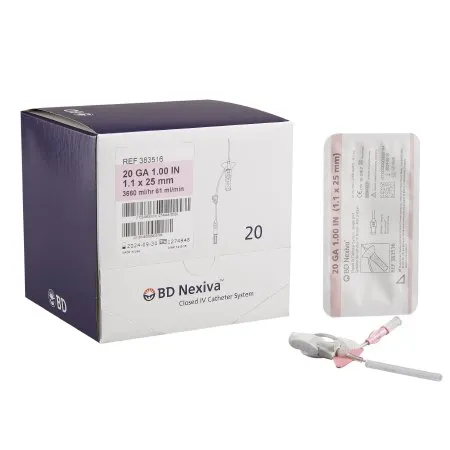 BD Becton Dickinson - Nexiva - From: 383511 To: 383539 -  Closed IV Catheter  24 Gauge 3/4 Inch Sliding Safety Needle