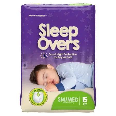 First Quality - Cuties Sleep Overs - SLP05301 - Unisex Youth Absorbent Underwear Cuties Sleep Overs Pull On With Tear Away Seams Small / Medium Disposable Heavy Absorbency
