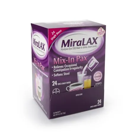Bayer - MiraLAX - 11523726808 - Laxative MiraLAX Powder 24 per Box 17 Gram Strength Polyethylene Glycol 3350