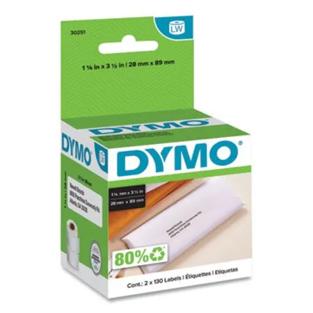 Avery - Dym-30251 - Labelwriter Address Labels, 1.12 X 3.5, White, 130 Labels/Roll, 2 Rolls/Pack