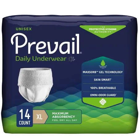 First Quality - Prevail - PVS-514 - Unisex Adult Absorbent Underwear Prevail Pull On with Tear Away Seams X-Large Disposable Heavy Absorbency