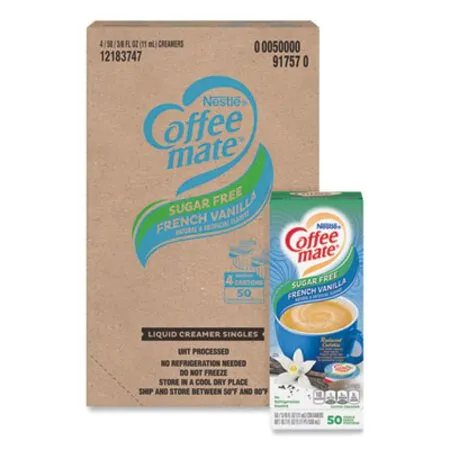 Coffee mate - NES-91757CT - Liquid Coffee Creamer, Sugar Free French Vanilla, 0.38 Oz Mini Cups, 50/box, 4 Boxes/carton, 200 Total/carton