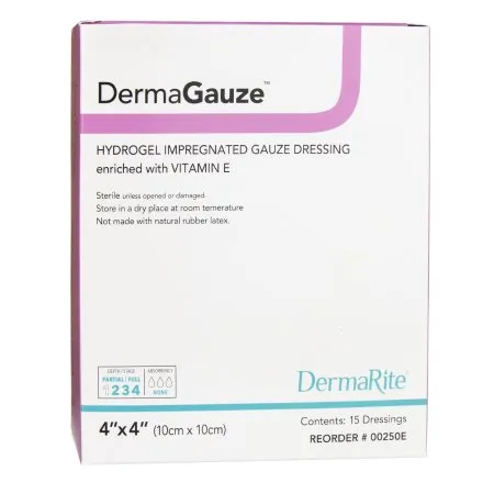 DermaRite  - DermaGauze - 00250E - Industries  Hydrogel Wound Dressing  Impregnated 4 X 4 Inch Square Sterile