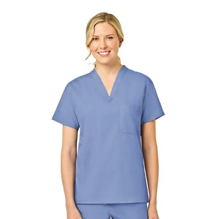 Fashion Seal Uniforms - 6796-3xl - Scrub Shirt 3x-Large Ceil Blue 2 Pockets Short Set-In Sleeve Unisex