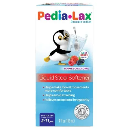 C.B. Fleet - Pedia-Lax - 30132000106 - Stool Softener Pedia-Lax Fruit Punch Flavor Liquid 4 oz. 50 mg / 15 mL Strength Docusate Sodium