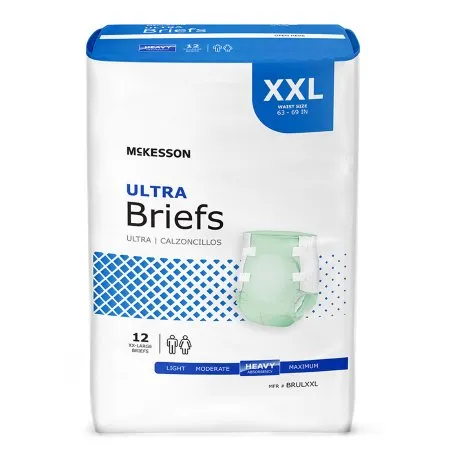 McKesson - BRULXXL - Ultra Unisex Adult Incontinence Brief Ultra 2X Large Disposable Heavy Absorbency