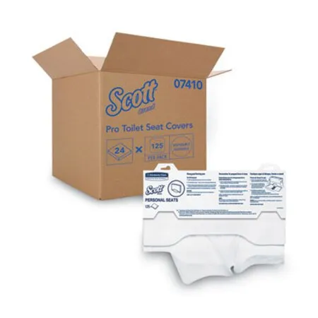 Scott - KCC-07410CT - Personal Seats Sanitary Toilet Seat Covers, 15 X 18, White, 125/pack, 24 Packs/carton