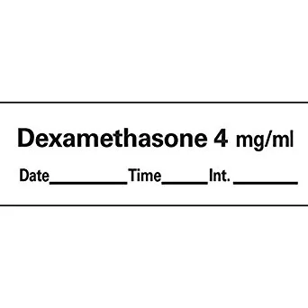 Precision Dynamics - AN-132D4 - Drug Label Anesthesia Label Tape Dexamethason4 Mg/ml Date_time_int White 1/2 X 1-1/2 Inch