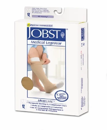 BSN Medical - JOBST UlcerCARE  - 114481 - Compression Stocking With Liner Jobst Ulcercare Knee High Large Beige Closed Toe