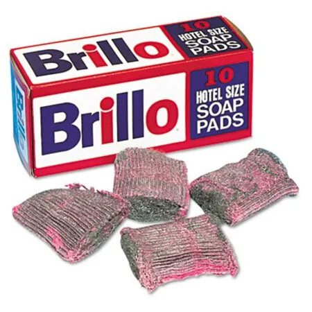 Brillo - PUX-W240000 - Hotel Size Soap Pad, 4 X 4, Charcoal/pink, 10/box