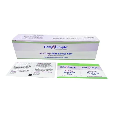 Safe n Simple - SNS80744 - Safe N Simple No Sting Skin Barrier Wipe Safe N Simple No Sting 60% / 20% Strength Purified Water / Polyvinylpyrrolidone / Glycerin / Propylene Glycol Individual Packet Sterile