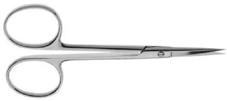 V. Mueller - OP5530 - Iris Scissors Knapp 4 Inch Length Surgical Grade Stainless Steel NonSterile Finger Ring Handle Straight Sharp Tip / Sharp Tip