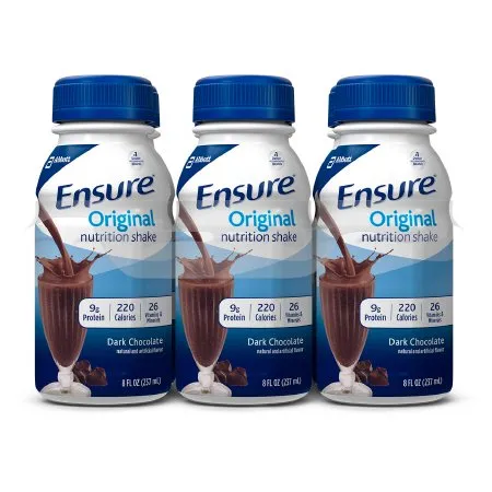 Abbott - 53806 - Nutrition Ensure Nutritional Dark Chocolate Shake 237 mL, Ready to Drink, Bottle, Retail